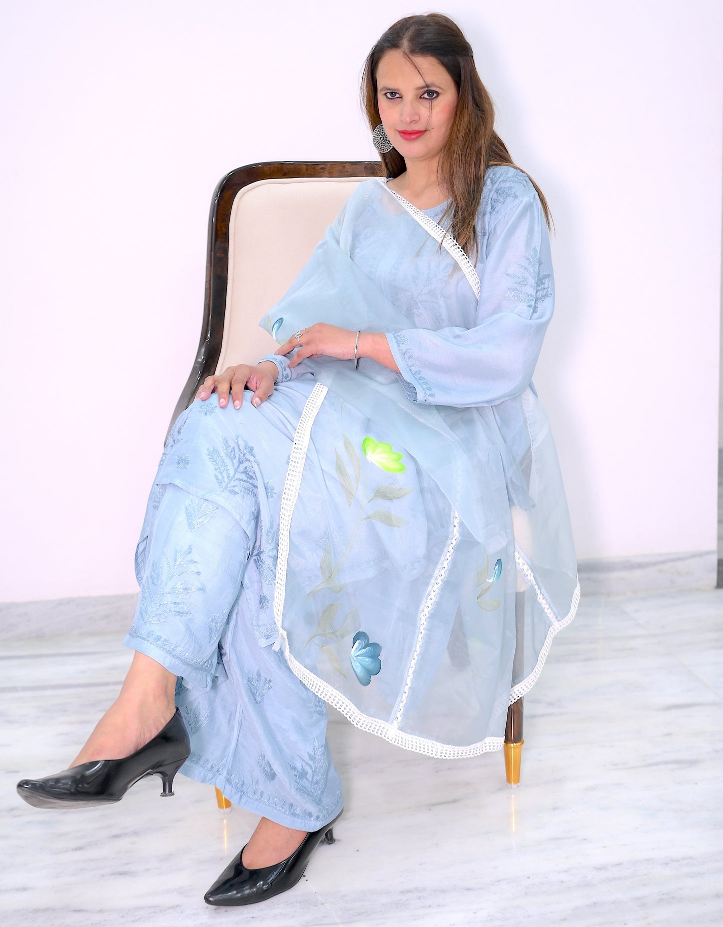 Slate Gray Embroidered Suit