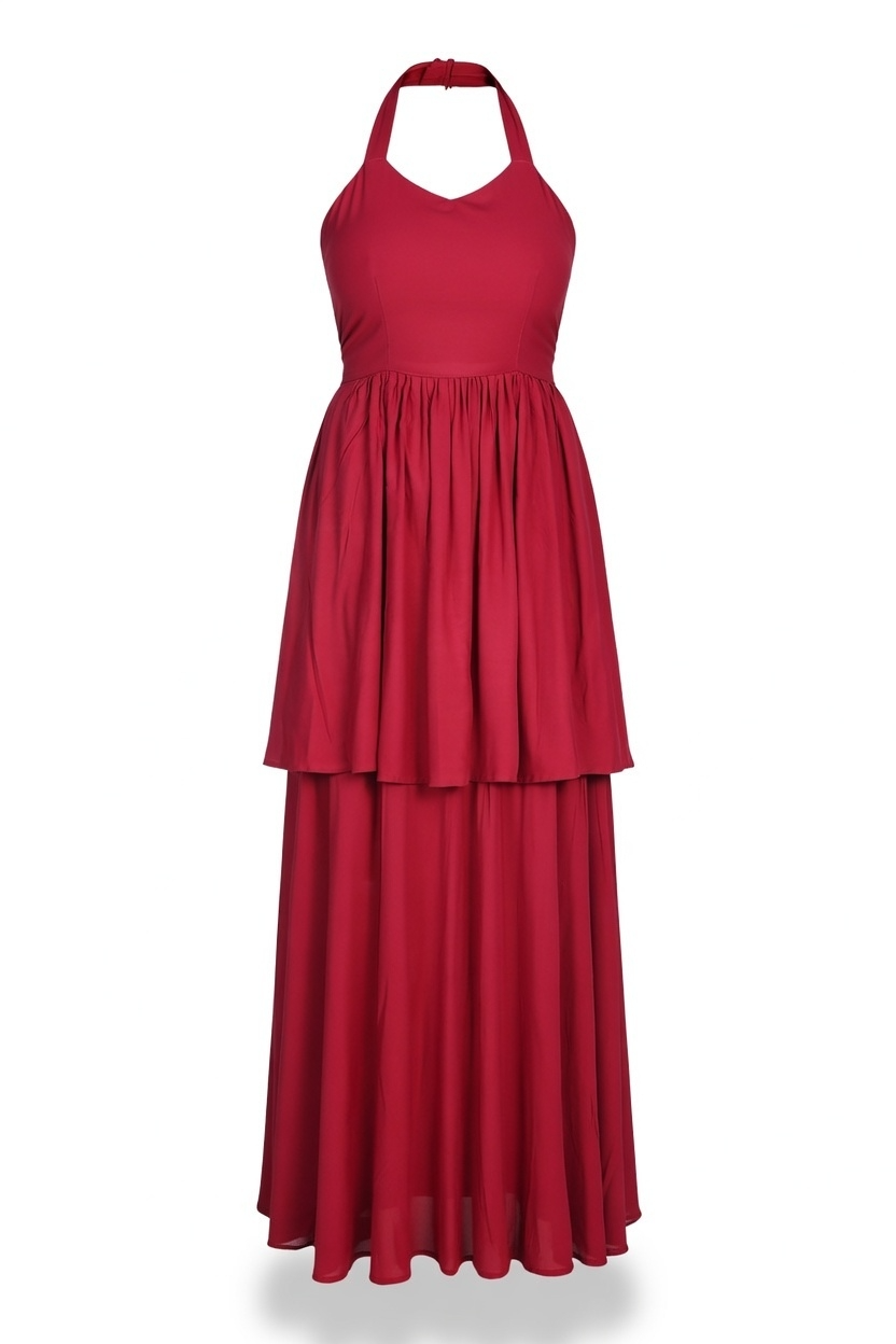 Crimson Bloom Cotton Dress