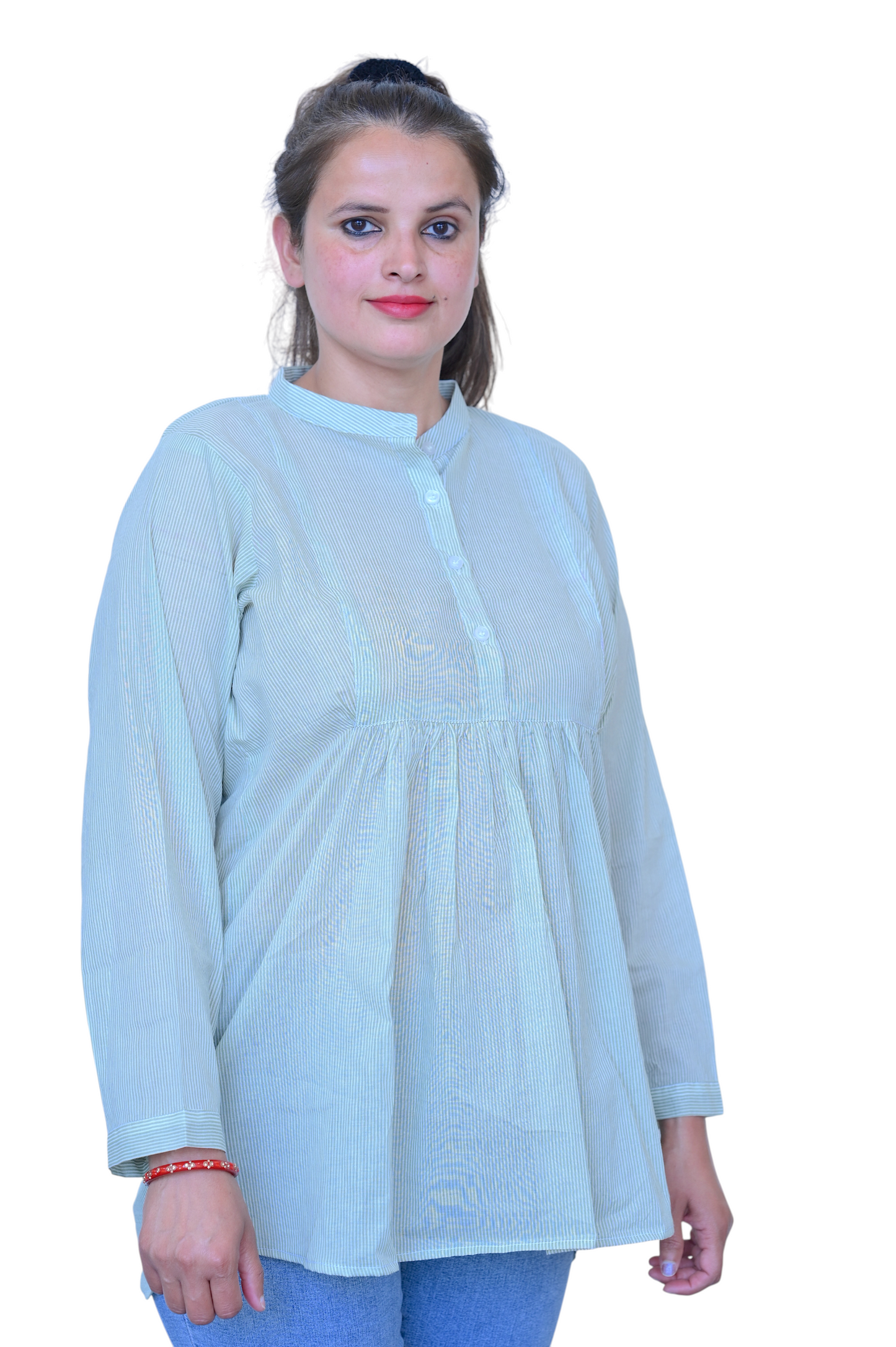 Mint Breeze Striped Kurti