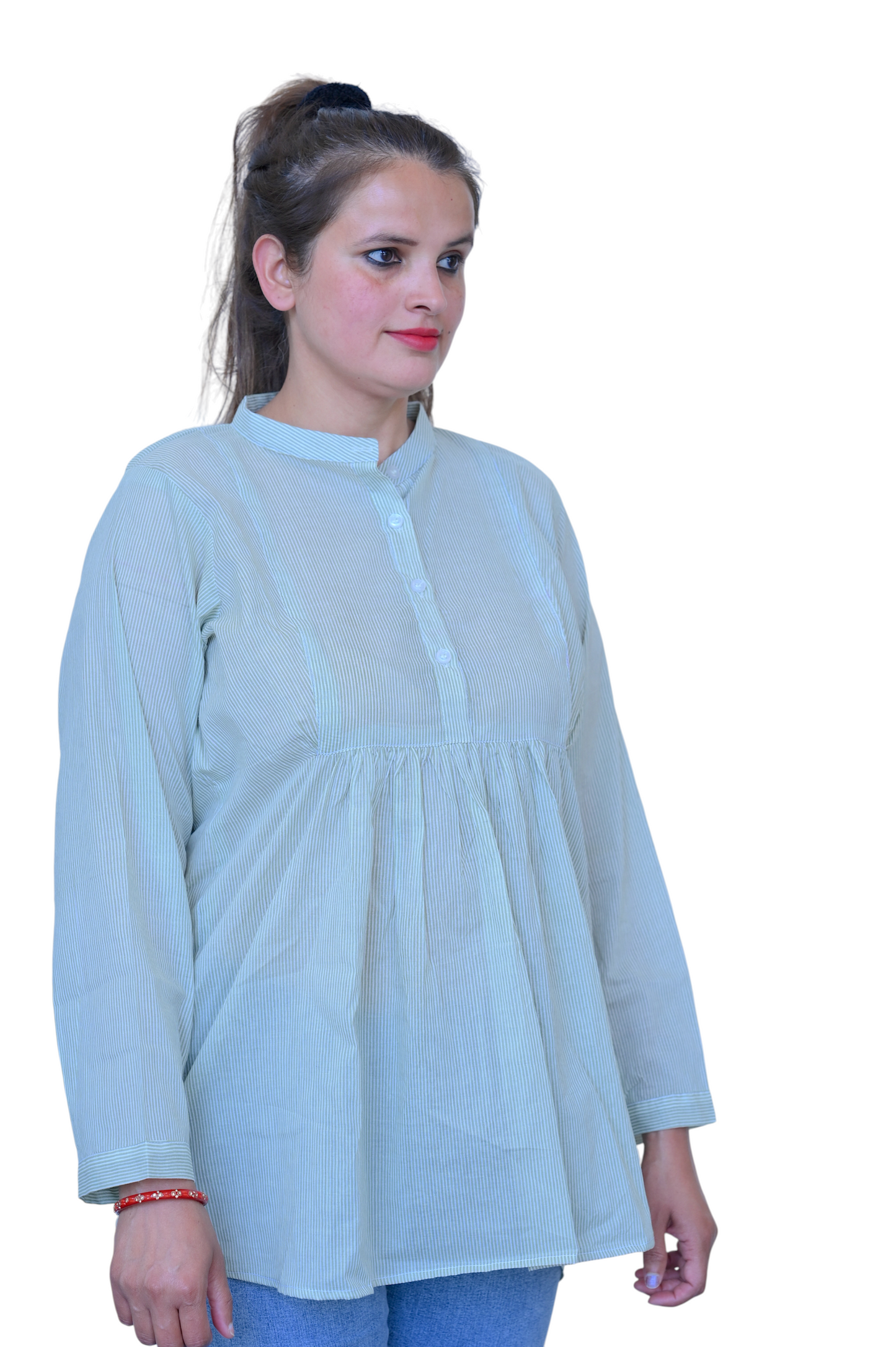 Mint Breeze Striped Kurti