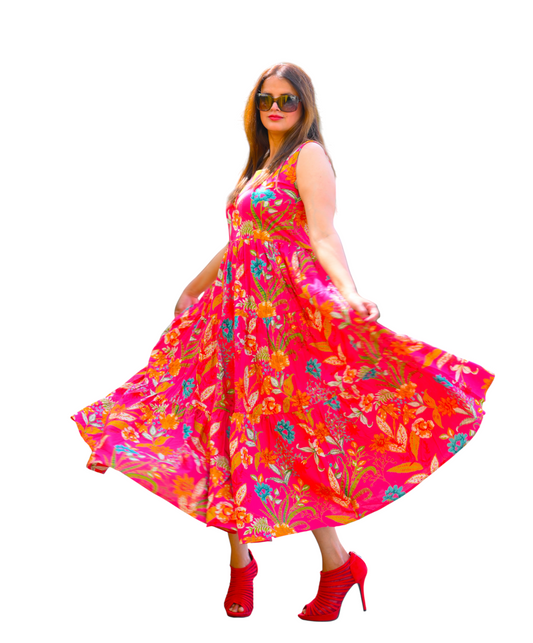 Crimson Canvas Floral Dress