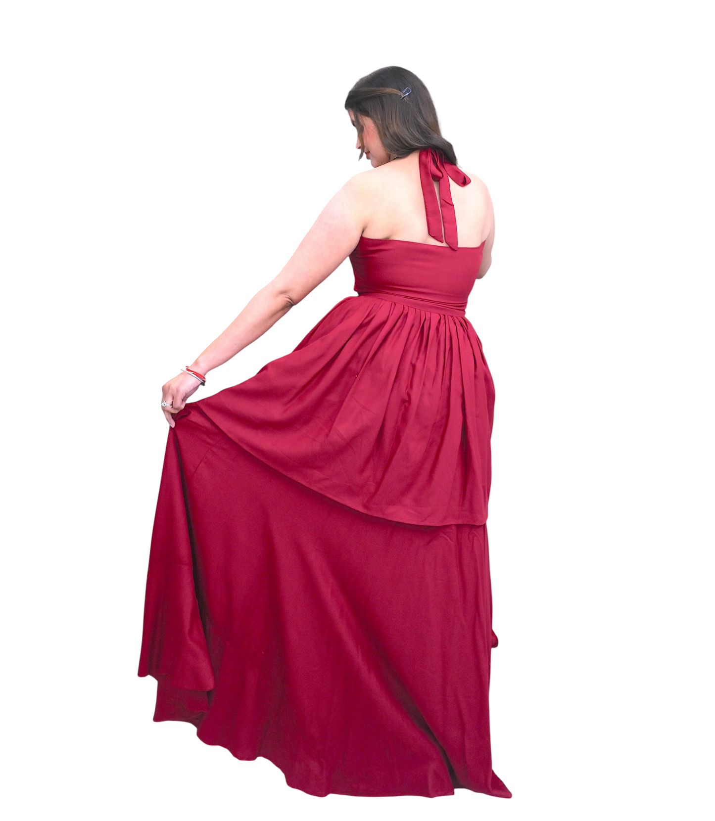 Crimson Bloom Cotton Dress