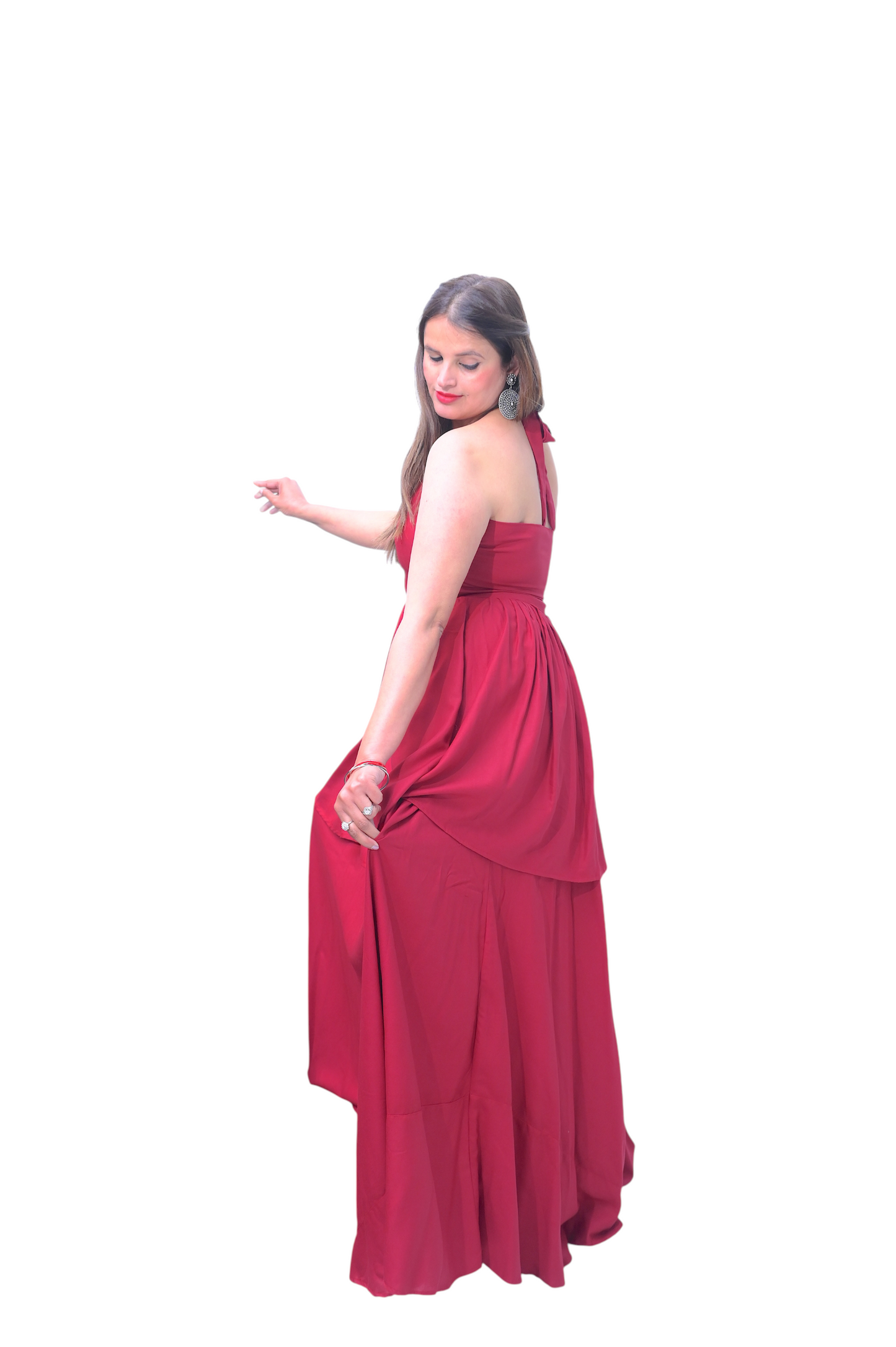 Crimson Bloom Cotton Dress