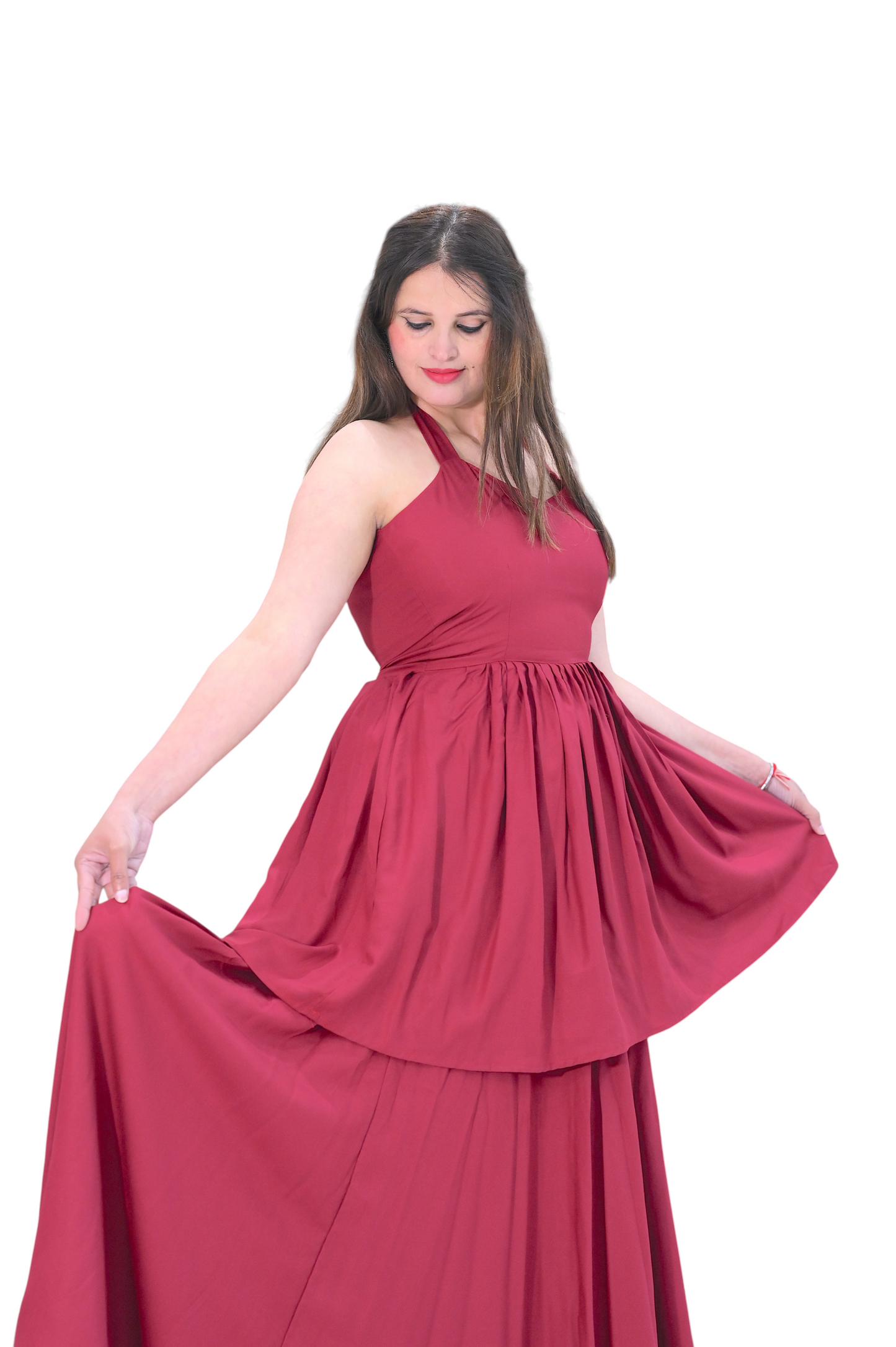 Crimson Bloom Cotton Dress