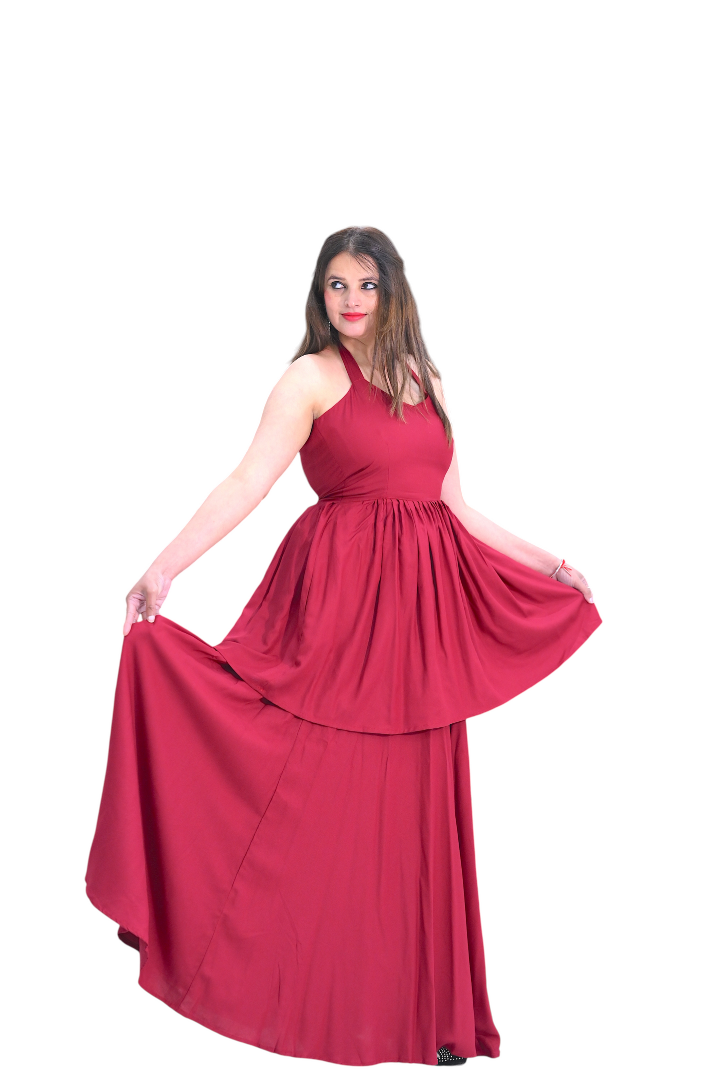 Crimson Bloom Cotton Dress