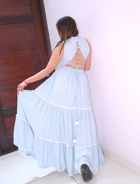 Sky Blue Cotton Dress