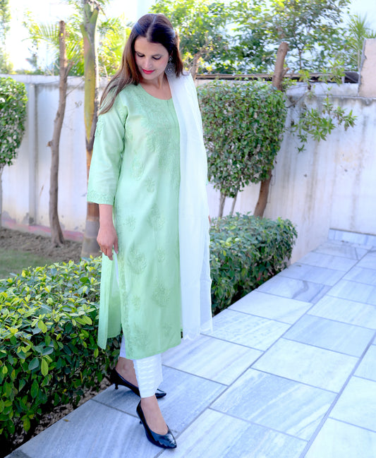 Dual Shaded Green Kurta Set