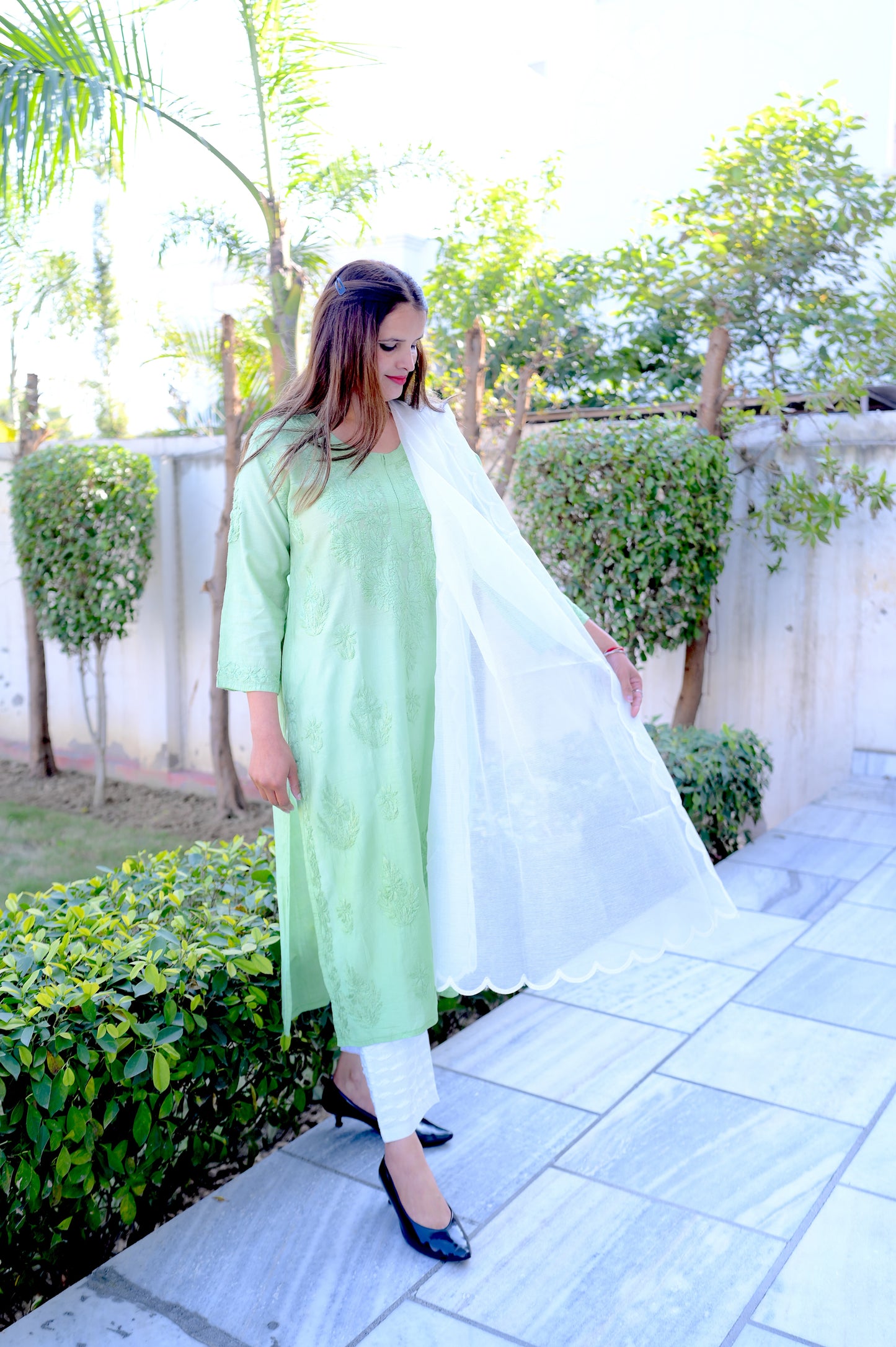 Dual Shaded Green Kurta Set