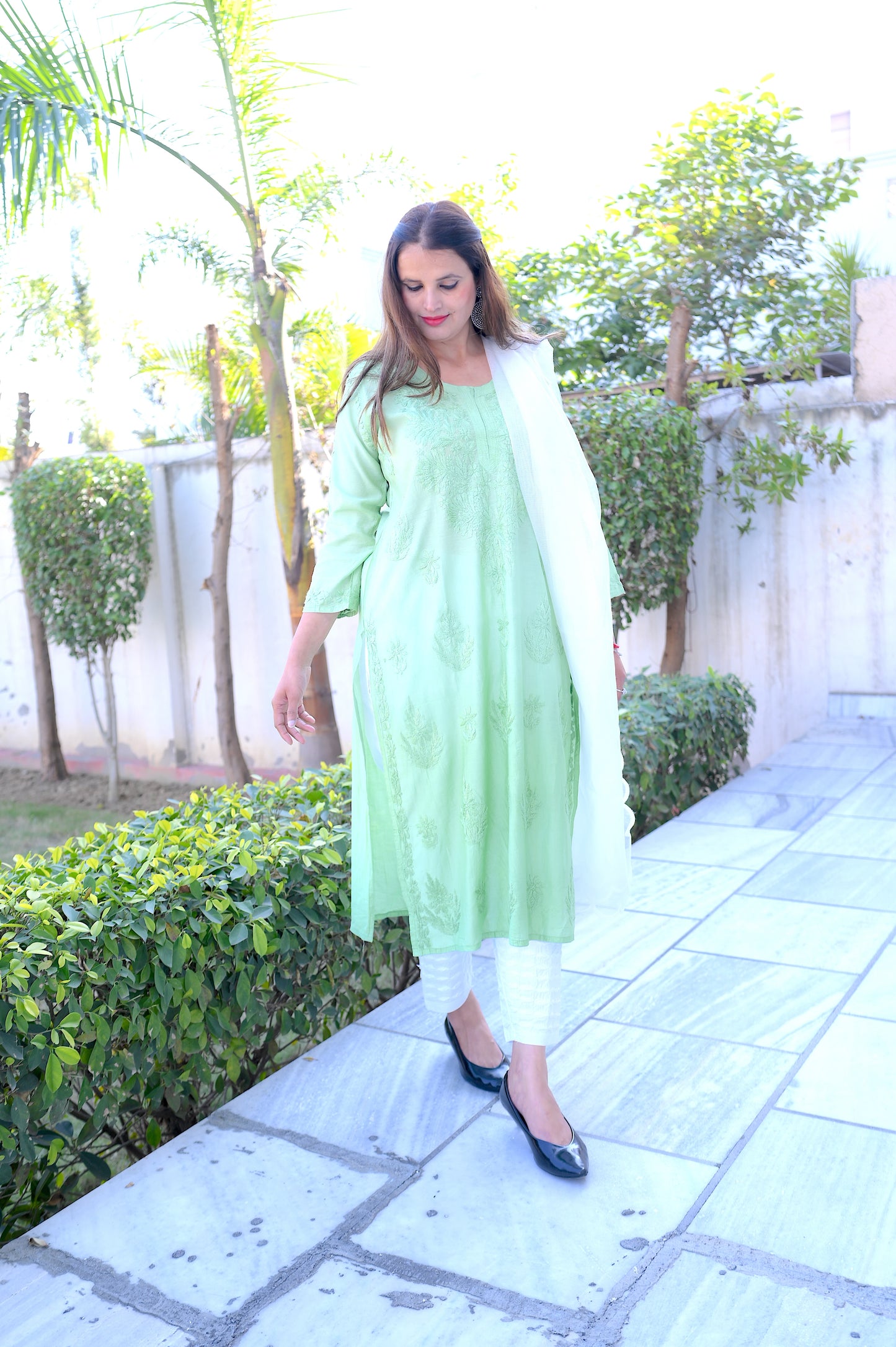 Dual Shaded Green Kurta Set