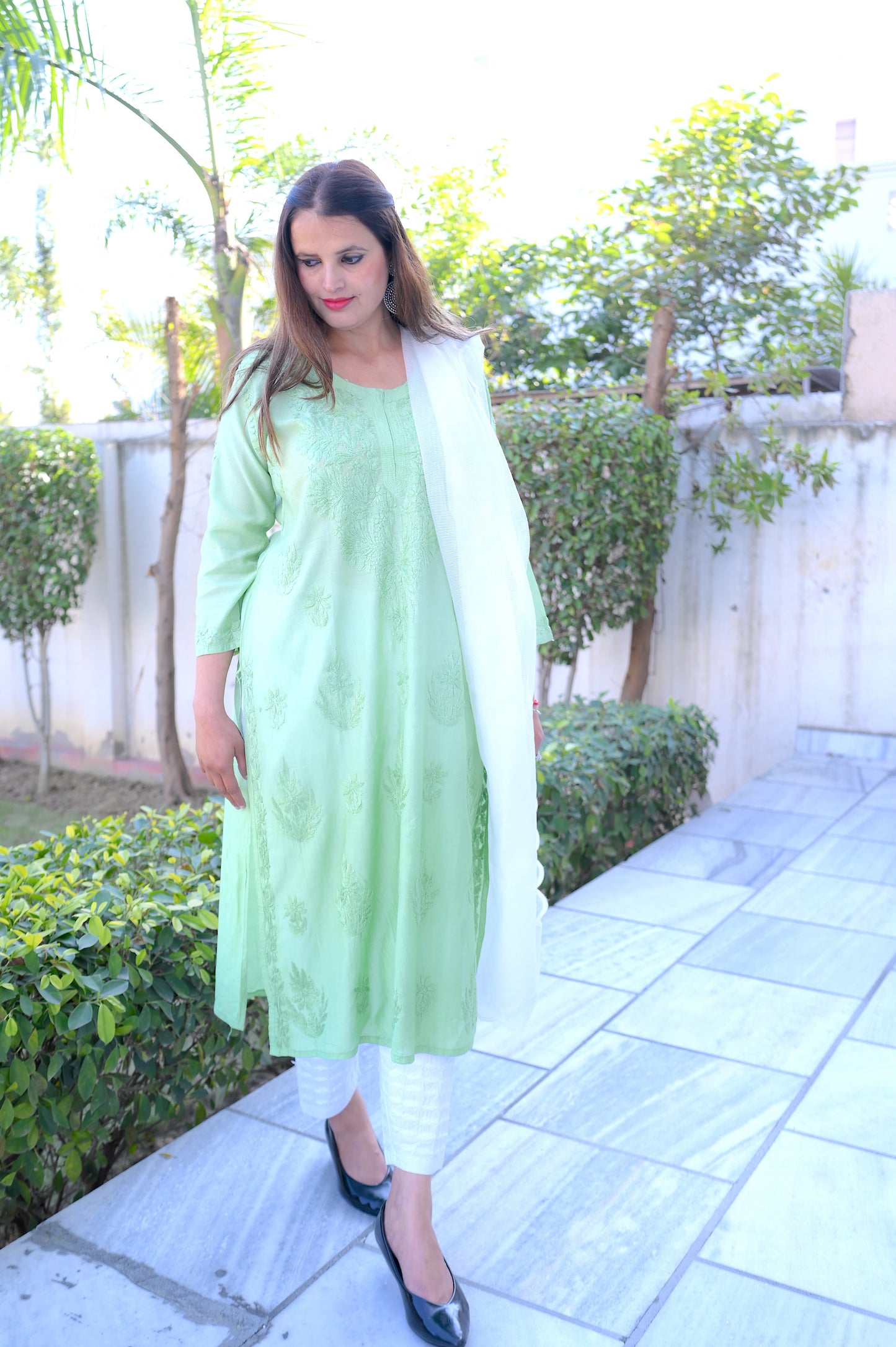 Dual Shaded Green Kurta Set