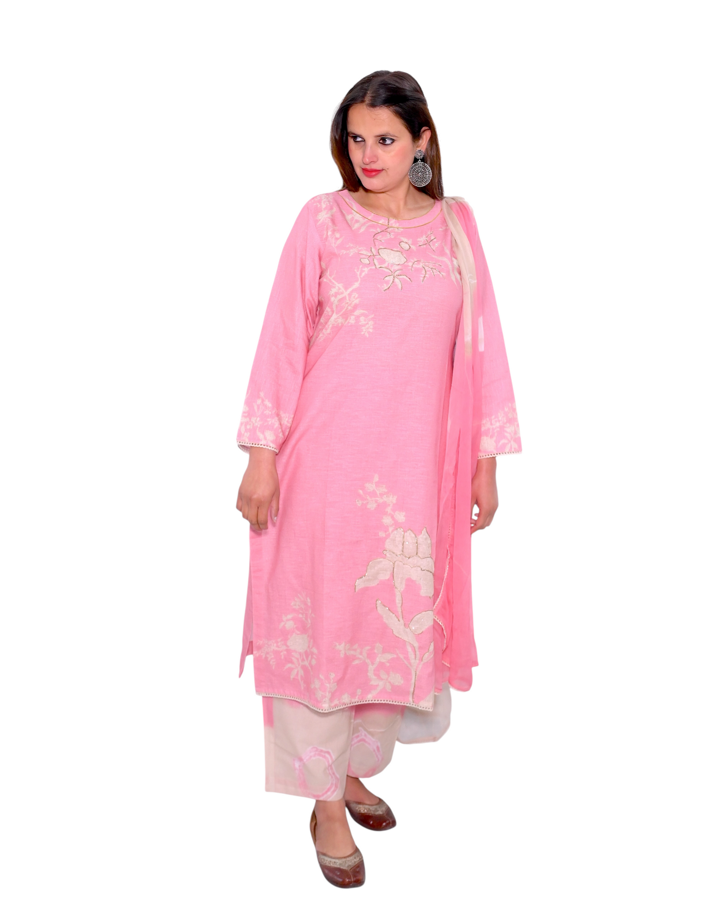 Coral Grace Embroidered Suit