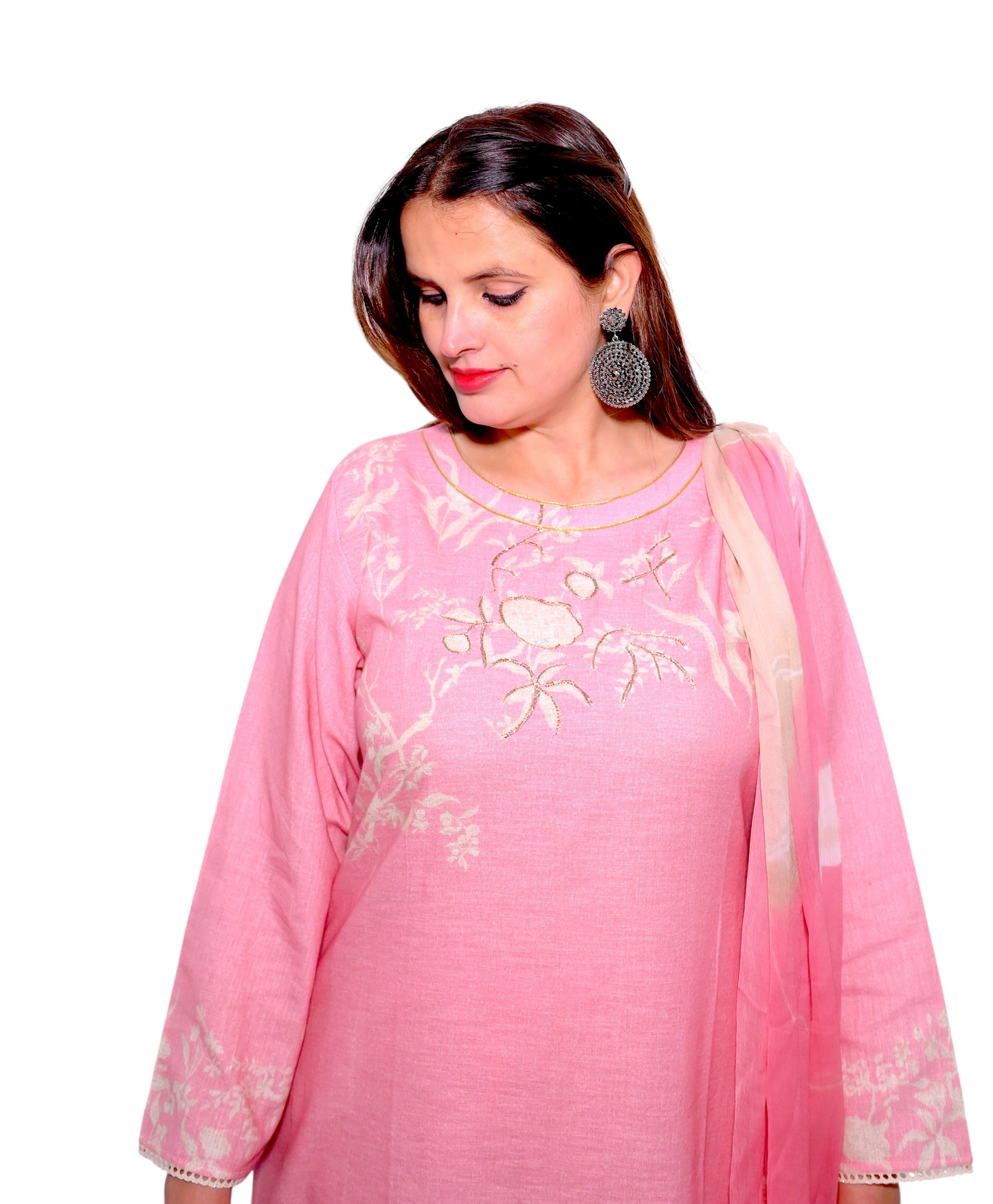 Coral Grace Embroidered Suit