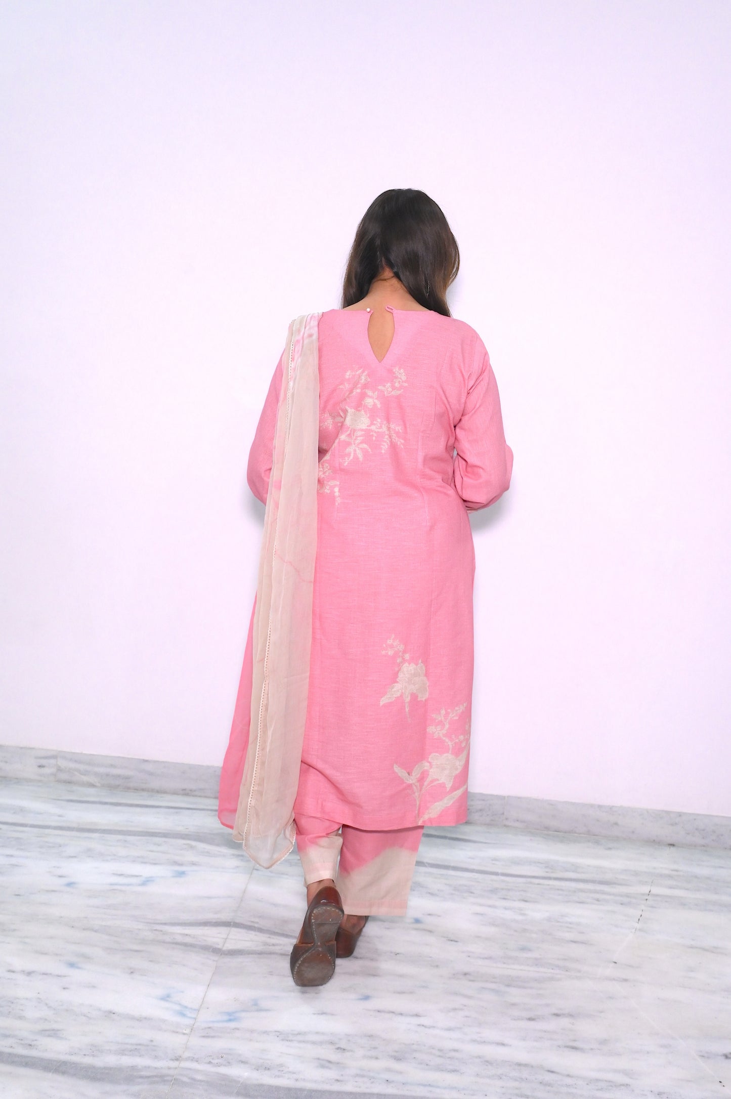 Peach Embroidered Suit