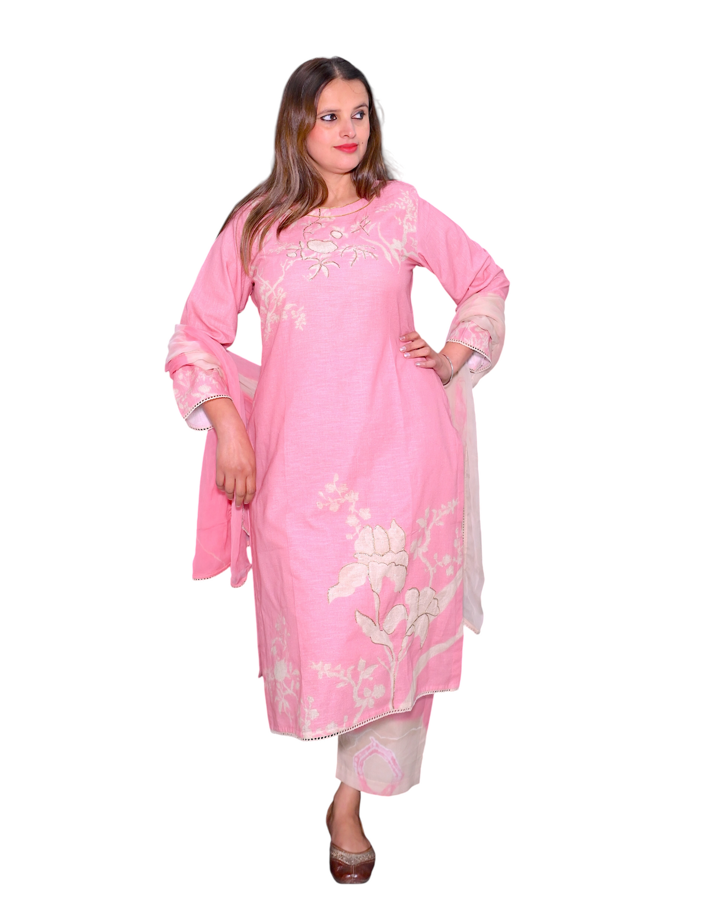 Coral Grace Embroidered Suit