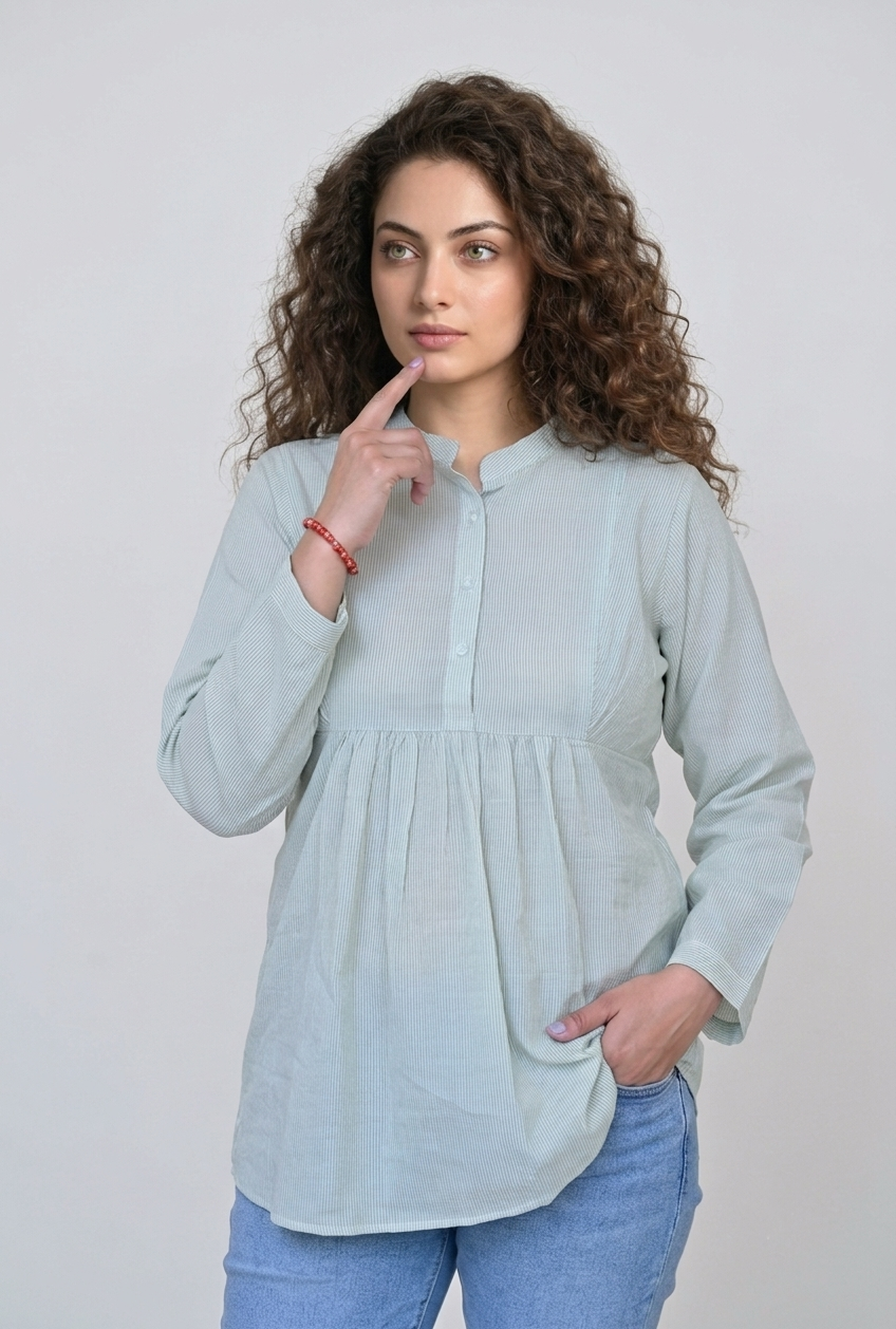 Mint Breeze Striped Kurti