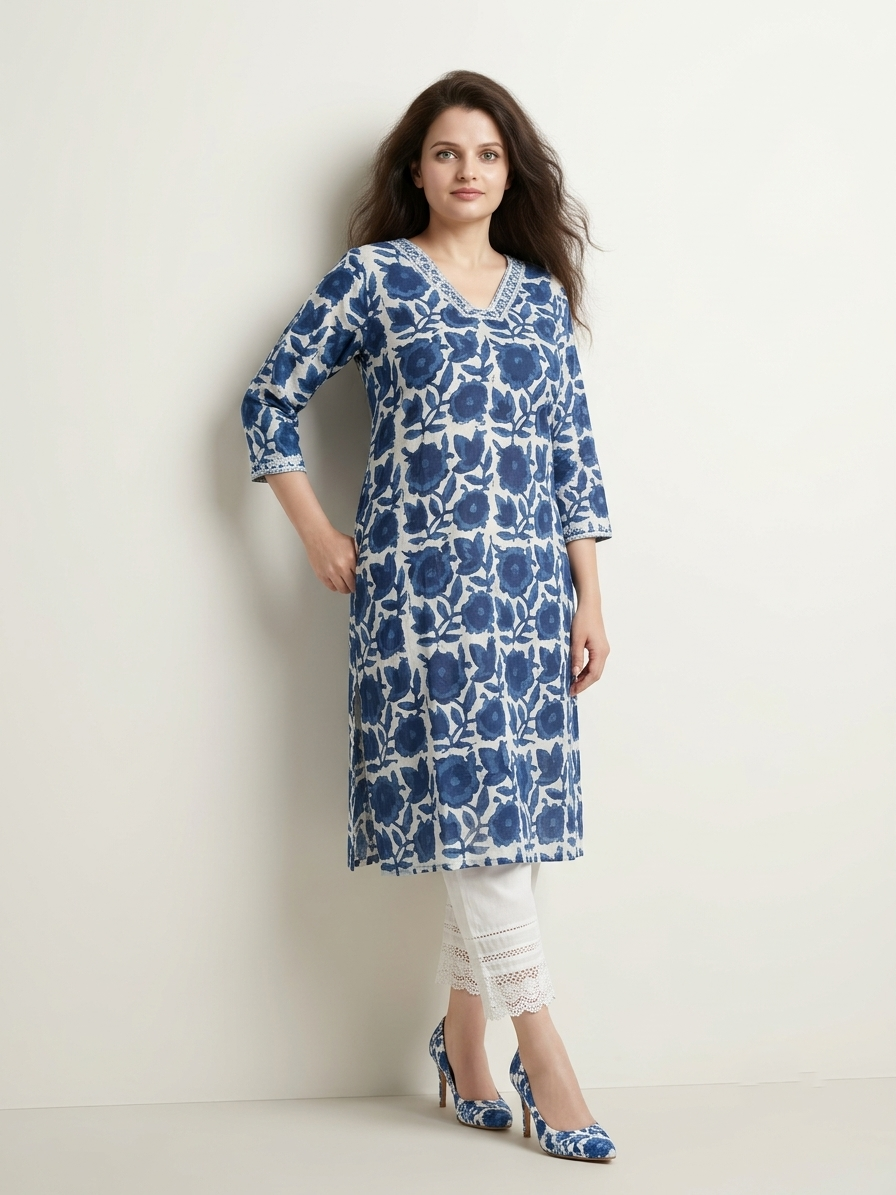 Blue Cotton Kurti