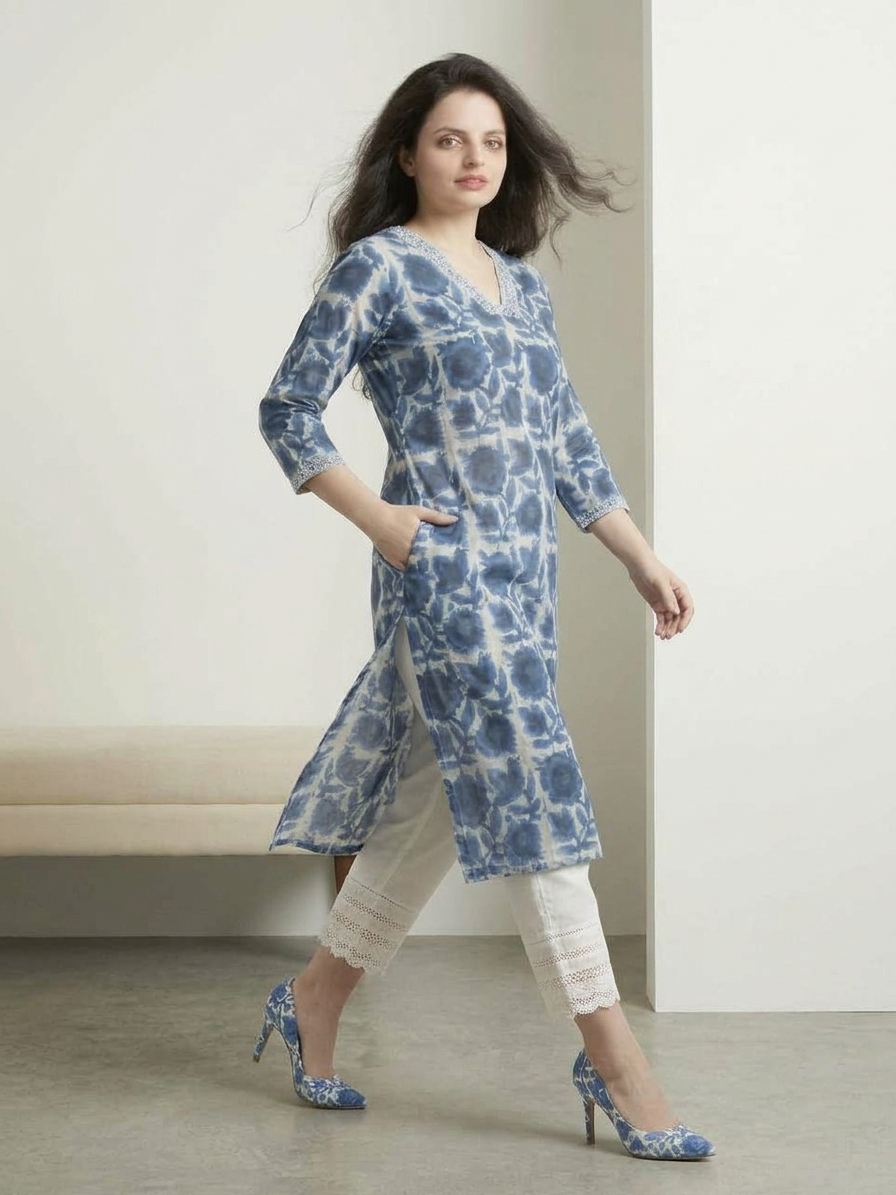 Blue Cotton Kurti