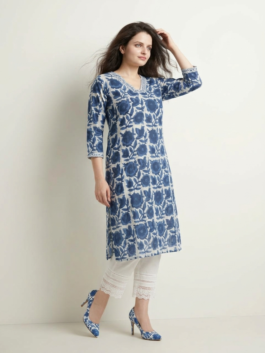 Blue Cotton Kurti