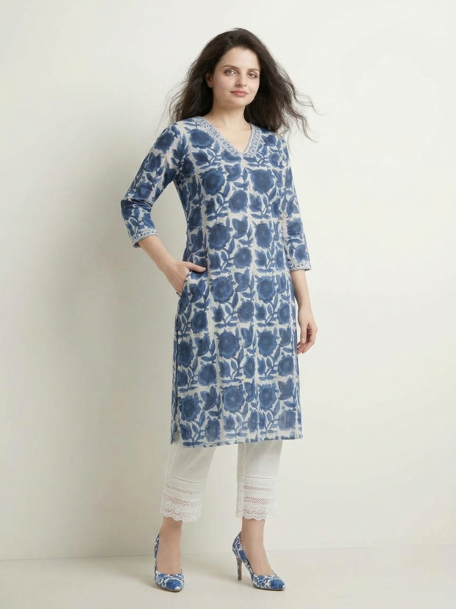 Blue Cotton Kurti