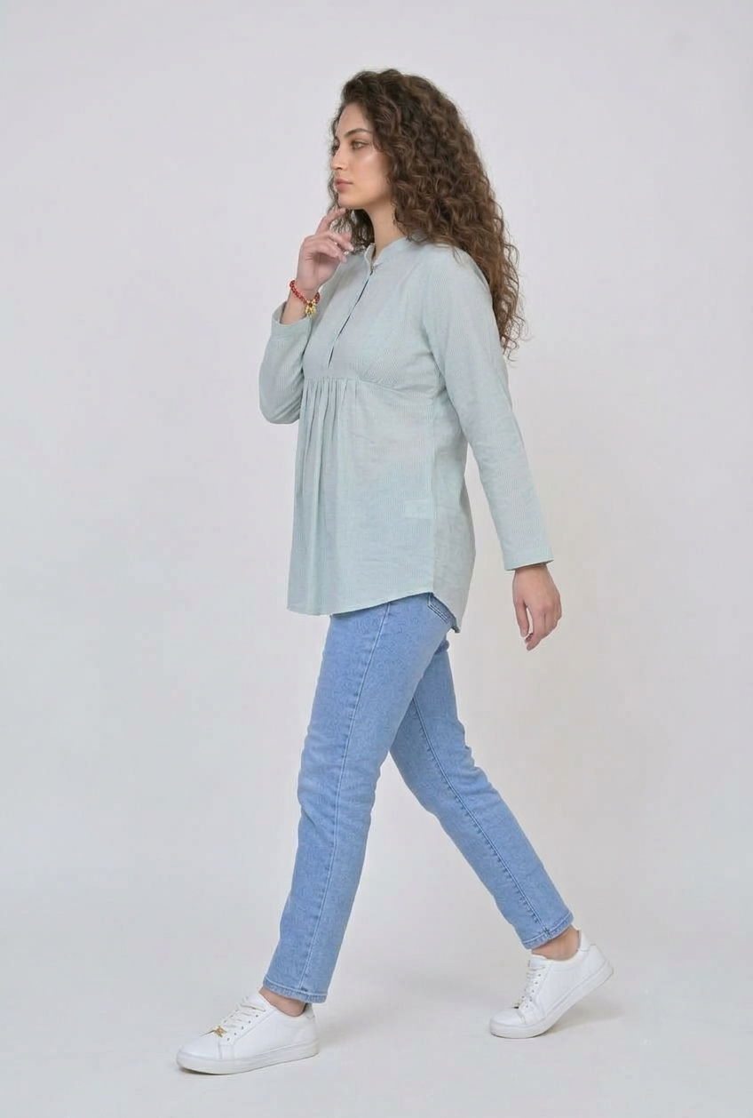 Mint Breeze Striped Kurti