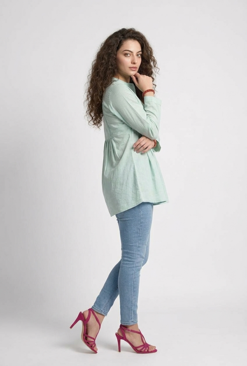 Mint Breeze Striped Kurti