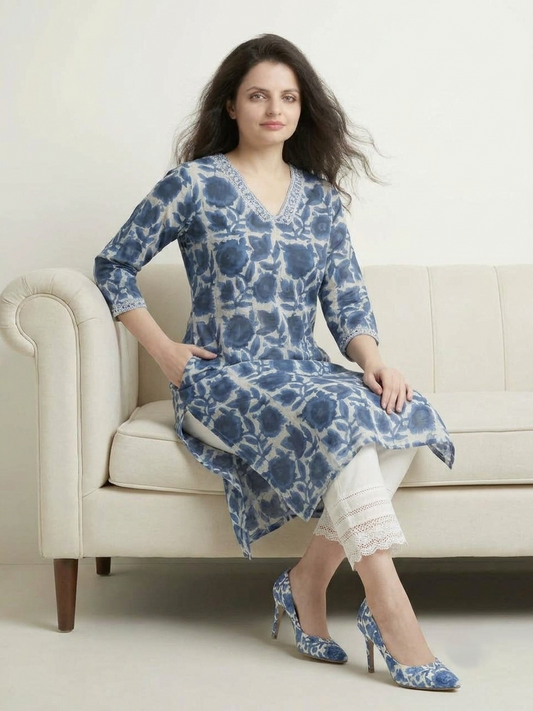 Blue Cotton Kurti